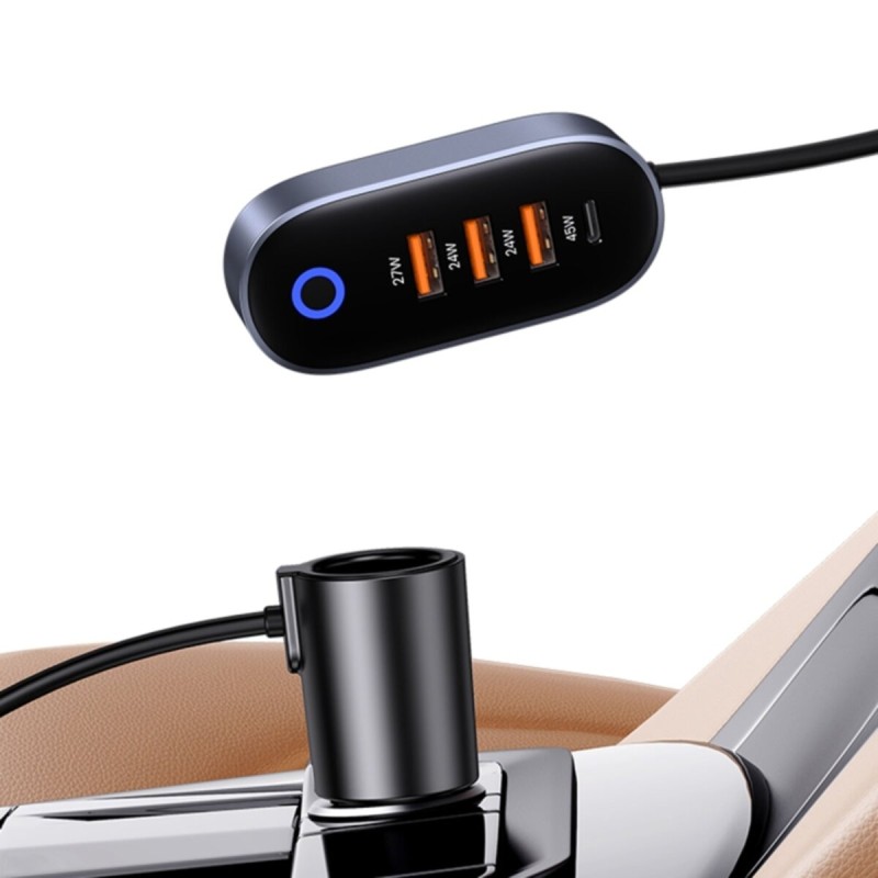 АЗП Usams US-CC161 Car Charger 3xUSB Type-A (Quick Charge 3.0) + USB Type-C (Power Delivery) 156W with cigarette lighter Black (CC161CC01)