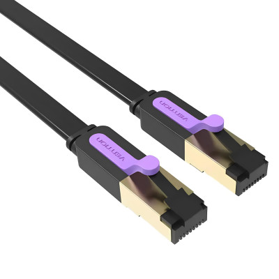 Кабель сетевой Vention Flat Cat.7 RJ45 Интернет кабель (патч-корд, Patch Cable) 10 м Black (ICABL)