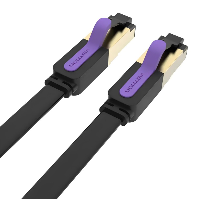 Кабель мережевий Vention Flat Cat.7 RJ45 Інтернет кабель (патч-корд, Patch Cable) 10 м Black (ICABL)