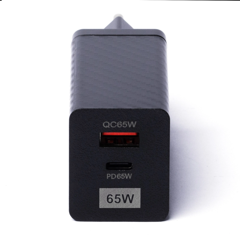 Мережевий зарядний пристрій Wozinsky 65W GaN charger USB + Type-C QC 3.0 PD Black (WWCG01)