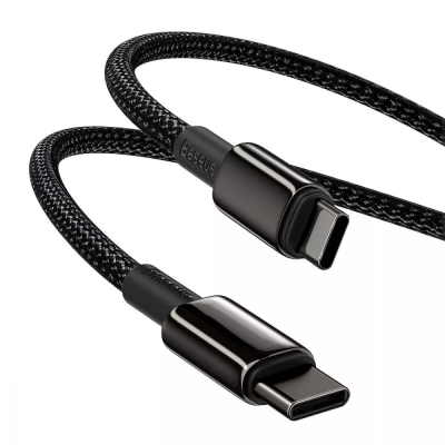 Кабель Baseus Tungsten Gold Data Cable 100W, Power Delivery, Quick Charge 3.0, 480Mbps, Type-C to Type-C 1м Black (CATWJ-01)