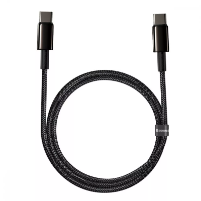 Cable Baseus Tungsten Gold Data Cable 100W, Power Delivery, Quick Charge 3.0, 480Mbps, Type-C to Type-C 1m Black (CATWJ-01)