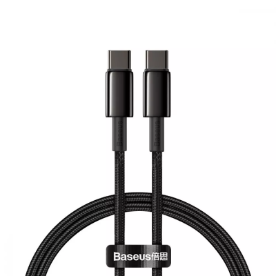 Кабель Baseus Tungsten Gold Data Cable 100W, Power Delivery, Quick Charge 3.0, 480Mbps, Type-C to Type-C 2м Black (CATWJ-A01)