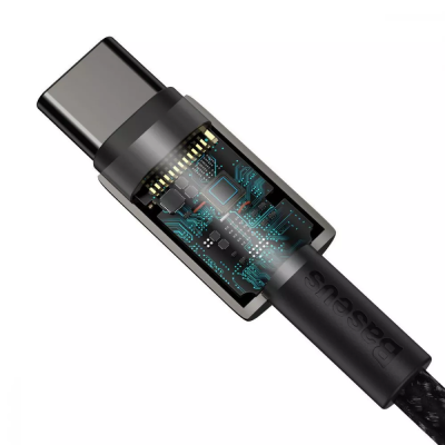 Кабель Baseus Tungsten Gold Data Cable 100W, Power Delivery, Quick Charge 3.0, 480Mbps, Type-C to Type-C 2м Black (CATWJ-A01)