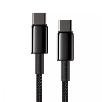 Кабель Baseus Tungsten Gold Data Cable 100W, Power Delivery, Quick Charge 3.0, 480Mbps, Type-C to Type-C 2м Black (CATWJ-A01)