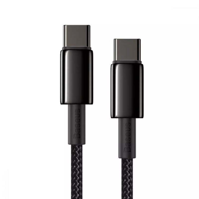 Cable Baseus Tungsten Gold Data Cable 100W, Power Delivery, Quick Charge 3.0, 480Mbps, Type-C to Type-C 2m Black (CATWJ-A01)