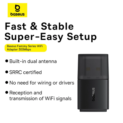 Wi-Fi адаптер Baseus FastJoy Series High Speed 300Mbps Single Band 2.4Ghz USB Wifi Adapter (BS-OH169)