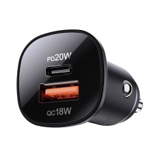 АЗП Acefast B1 Mini 38W (USB-C + USB-A) Dual Port Metal Car Charger Black (AFB1B)