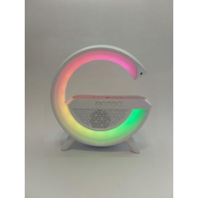 Cветильник RGB с Bluetooth Колонкой, беспроводной зарядкой и FM радио BT2301 Белый