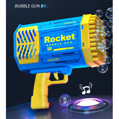 Генератор мыльных пузырей Bazooka Rocket Bubble Gun Пулемет базука 100+ отверстий с подсветкой + 10 пакетов мыльного раствора Розовый