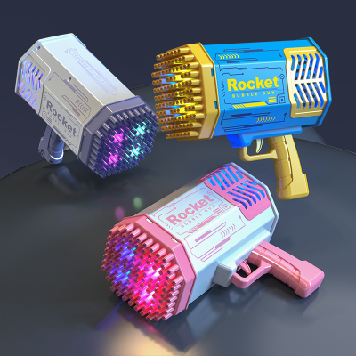 Генератор мильних бульбашок Bazooka Rocket Bubble Gun Кулемет базука 100+ отворів з підсвіткою + 10 пакетів мильного розчину Рожевий