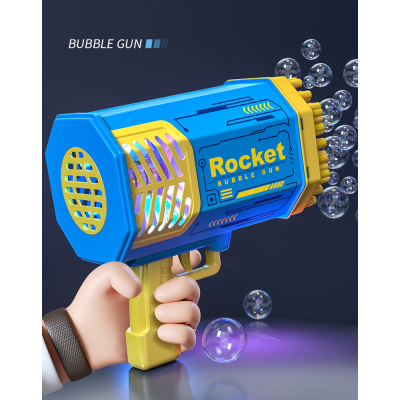 Генератор мыльных пузырей Bazooka Rocket Bubble Gun Пулемет базука 100+ отверстий с подсветкой + 10 пакетов мыльного раствора Розовый