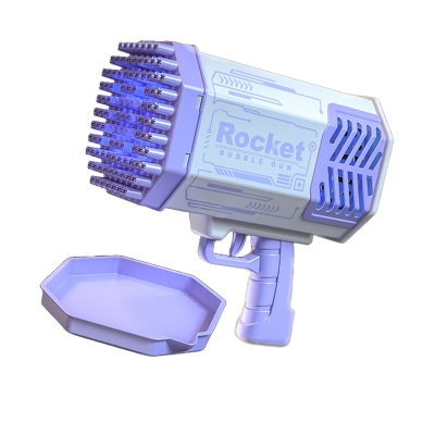 Генератор мильних бульбашок Bazooka Rocket Bubble Gun Кулемет базука 100+ отворів з підсвіткою + 10 пакетів мильного розчину Фіолетовий