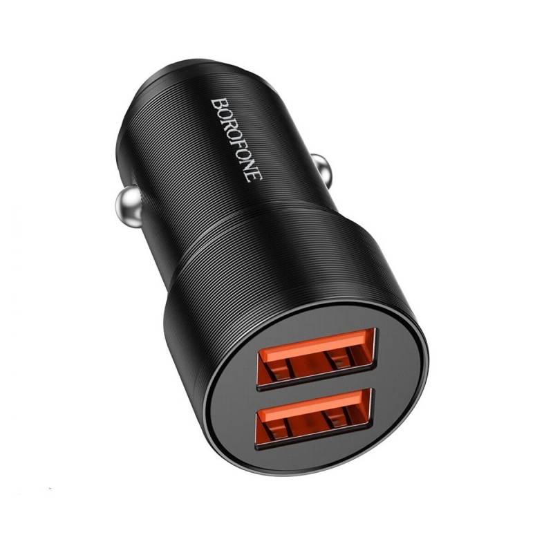 АЗП Borofone BZ19B Wisdom 36W Dual Port QC3.0 USB-A Car Charger Black