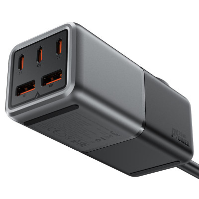 Мережевий зарядний пристрій Acefast Z2 PD75W GAN (3xUSB-C + 2xUSB-A) Desktop Charging Adapter 1.5 м Black