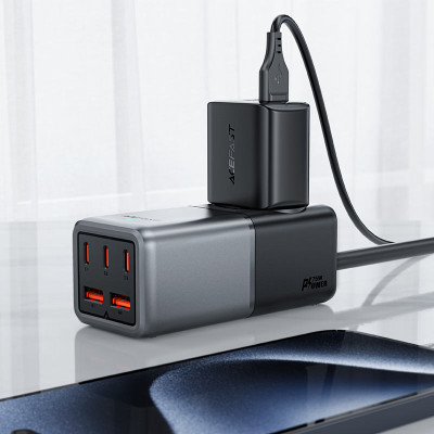 Мережевий зарядний пристрій Acefast Z2 PD75W GAN (3xUSB-C + 2xUSB-A) Desktop Charging Adapter 1.5 м Black