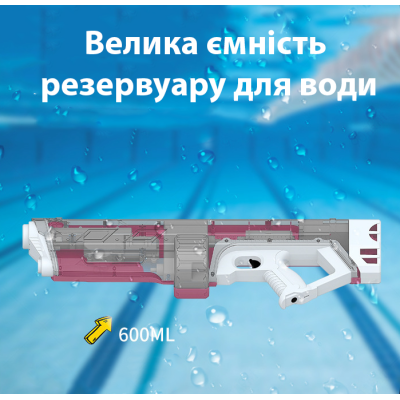 Водний бластер Electric Self priming Water Gun самозарядний з акумулятором та LED дисплеєм Sky Blue