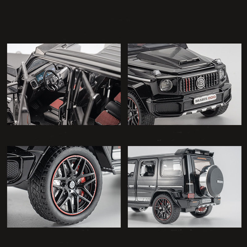 Коллекционная модель автомобиля Mercedes-Benz G63 Brabus 800 Black 1:24 на пьедестале