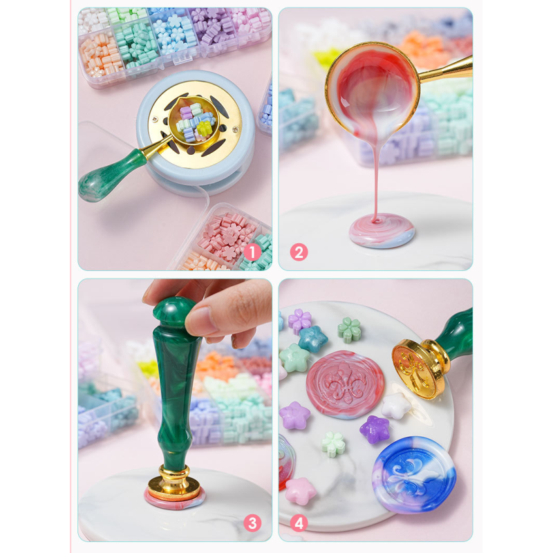 Набір сургучу для створення воскових печаток Sealing Wax Set Colorful Summer у формі лапки котика (AS356-24)