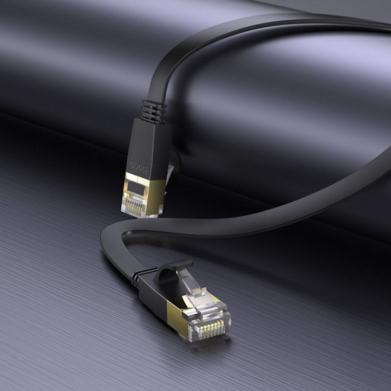 Кабель сетевой Hoco US07 Cat.6 RJ45 Экранированный Интернет кабель (патч-корд, Patch Cable) 20 м Black (6931474780720)