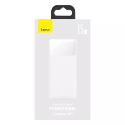 UMB Baseus Bipow Digital Display PowerBank 20000 mAh Type-C + 2xUSB + Micro USB 15W White (PPBD050102)