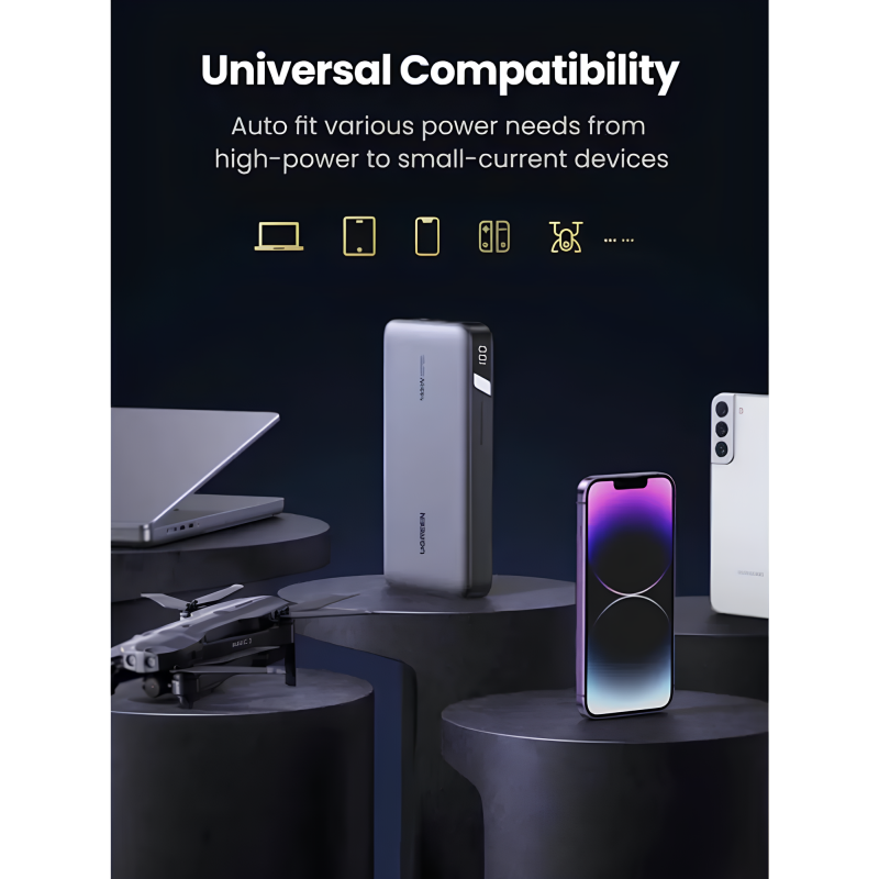 Зовнішній акумулятор (павербанк) Ugreen 25000 mAh 145W 2x Type-C + 1x USB Type-A Grey (PB205/90597)