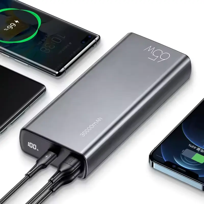 External battery (power bank) Usams US-CD165 30000 mAh 65W 2x Type-A + 1x USB Type-C Gray (US-CD165/US-SJ459)