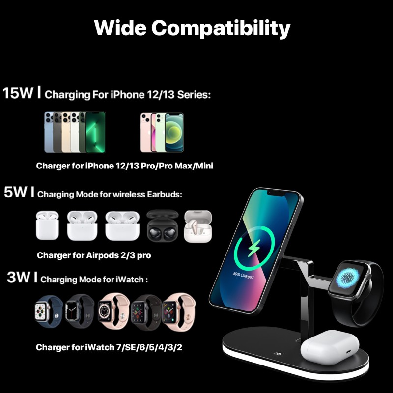 Wireless charger OG 5 in 1 Wireless Charger Station 15W Black (YM-UD23)