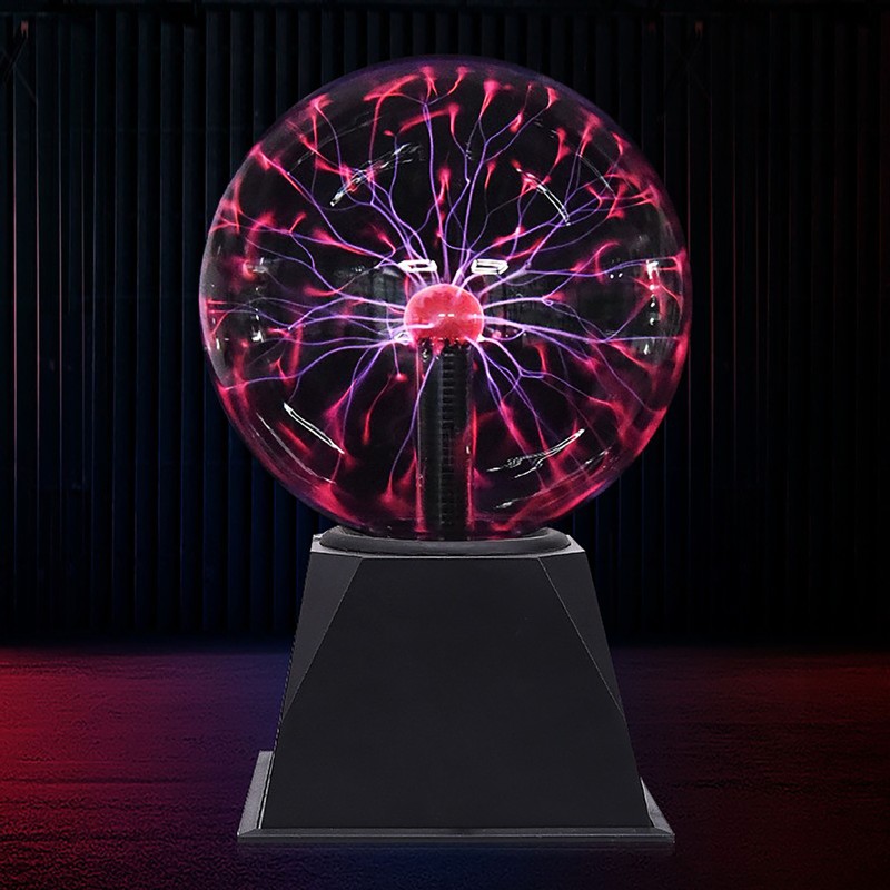 Tesla plasma ball with lightning bolts 16 cm Black