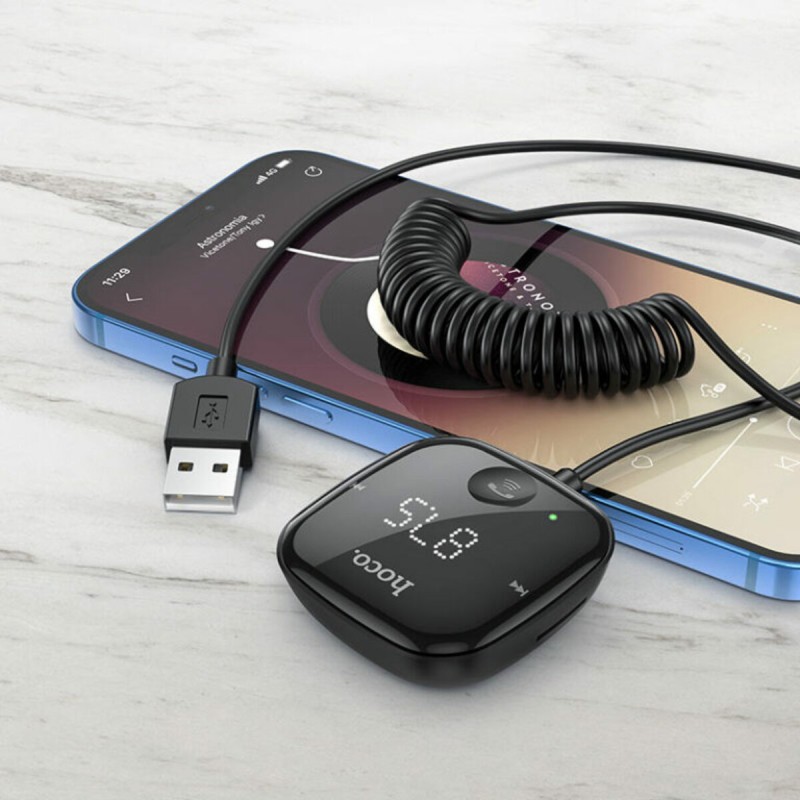 Bluetooth ресивер (FM-модулятор) Hoco E65 Unity car BT FM transmitter Black