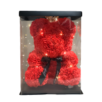 Teddy bear made of roses in a gift box 40 cm Red