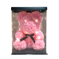 Teddy bear made of roses in a gift package 40 cm Pink