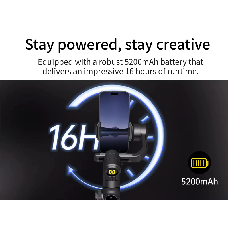 Стабілізатор ручний стедікам 3-х осьовий для телефону Aochuan Professional Gimbal Stabilizer Smart S2 Black