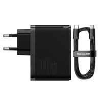 Мережевий зарядний пристрій Baseus GaN5 Pro Fast Charger C+U 100W (+кабель Type-C 1м) Black (CCGP090201)