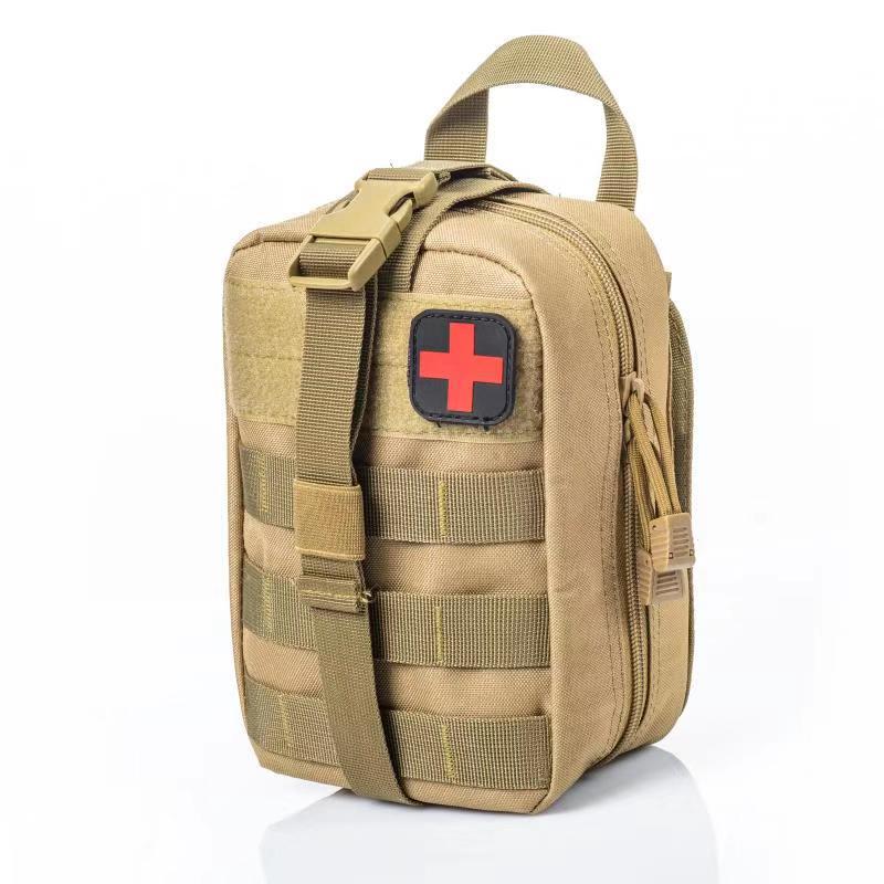 The tactical summary for the first aid kit for medicines is explained with the MOLLE Coyote system