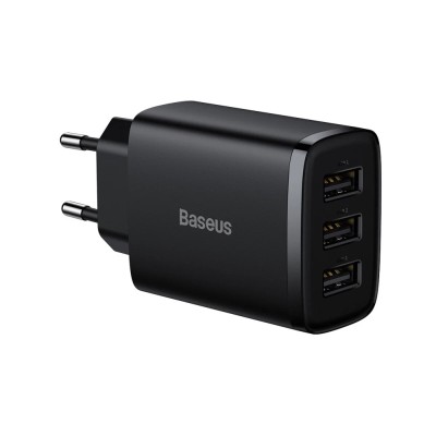 Сетевое зарядное устройство Baseus Compact Charger 3xUSB-A 17W EU Black (CCXJ020101)