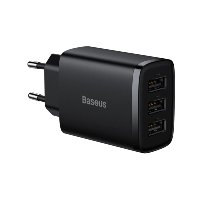 Мережевий зарядний пристрій Baseus Compact Charger 3xUSB-A 17W EU Black (CCXJ020101)