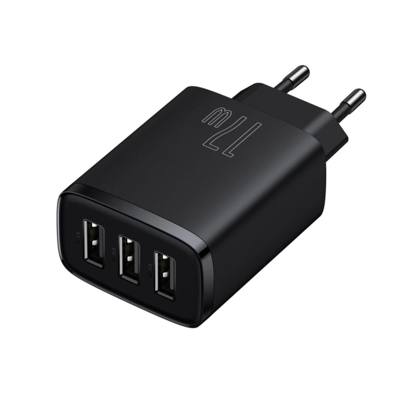 Мережевий зарядний пристрій Baseus Compact Charger 3xUSB-A 17W EU Black (CCXJ020101)