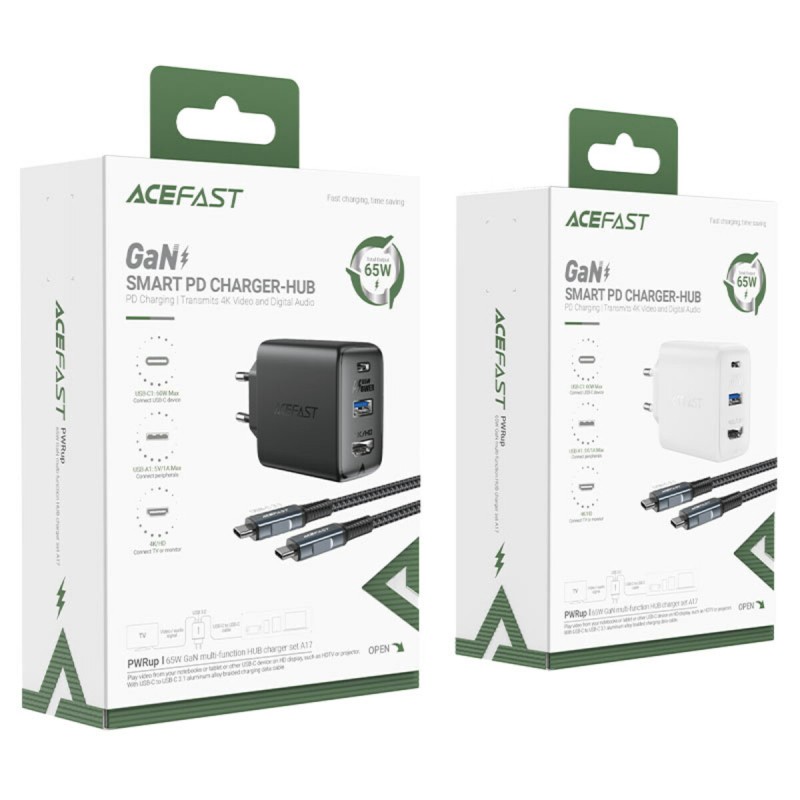 Network charger ACEFAST A17 65W GaN multi-function HUB charger set Black (AFA17B)