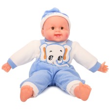 Кукла пупс мягкая 50 см в синем костюме