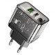 Мережевий зарядний пристрій HOCO N34 Dazzling dual-port PD 20W+QC3.0 Type-C+USB Black