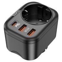 Мережевий зарядний пристрій HOCO NS3 Multifunctional socket 2xUSB + 1xType-C Black