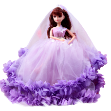 Лялька Барбі в фіолетовому платті та подарунковій коробці 45 см з брелком