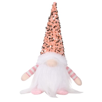 New Year's figure Gnome with illumination under the Christmas tree 30 cm Pink