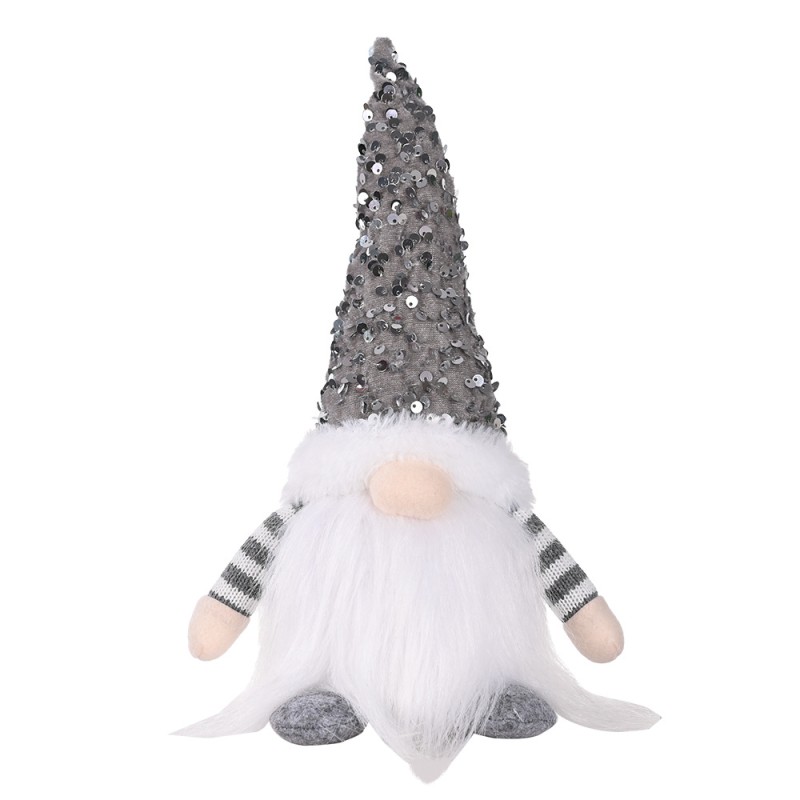 New Year's figurine Gnome with illumination under the Christmas tree 30 cm Gray