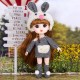 Striped Bunny doll in a stylish look with ears 15 cm