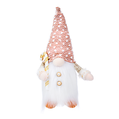 New Year's figure Gnome with illumination under the Christmas tree 30 cm Boy White