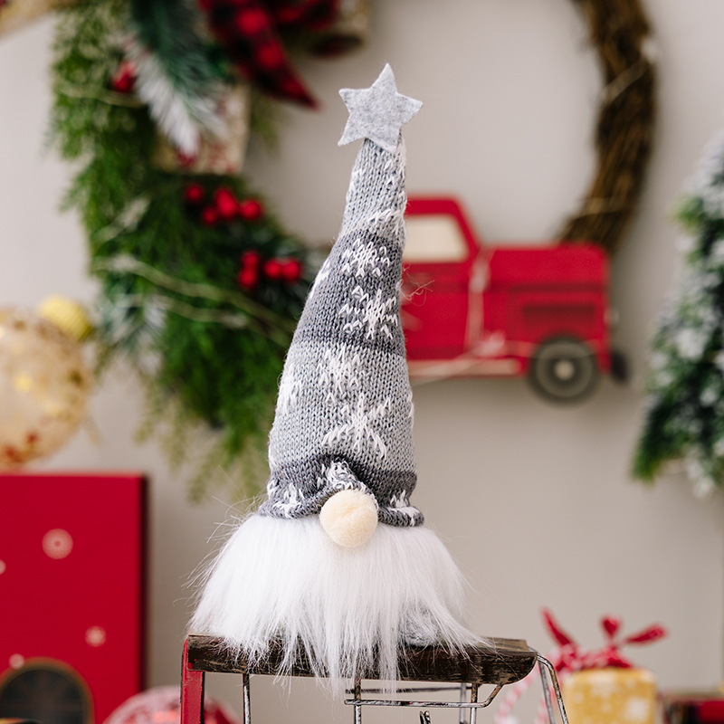 New Year's figurine Gnome with illumination under the Christmas tree 20 cm Gray