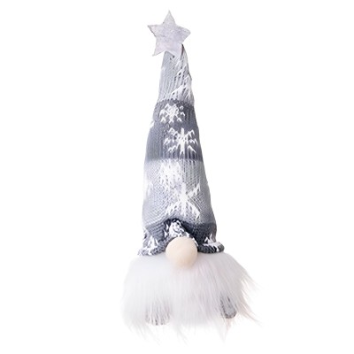 New Year's figurine Gnome with illumination under the Christmas tree 20 cm Gray