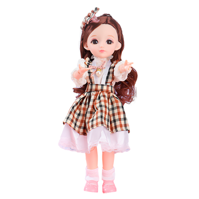 Musical Doll "Classic Elegance" in a checkered sundress 30 cm